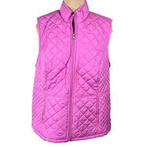 New Croft & Barrow Quilted Vest Size XL Hot Pink Full Zip Mock Neck Jacket